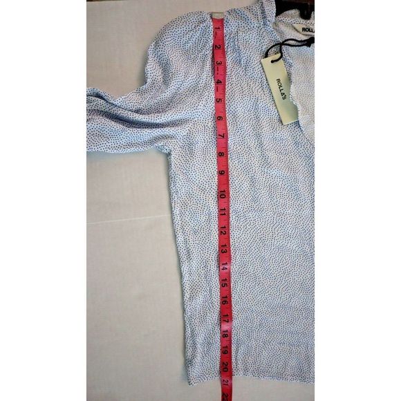 Rolla's 12963 Women's Sz S French Blue Mini Spot Ruffled Button Up Lily Blouse - Picture 11 of 11